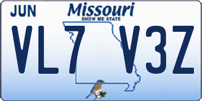 MO license plate VL7V3Z