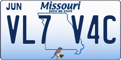 MO license plate VL7V4C