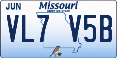 MO license plate VL7V5B