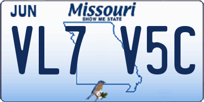 MO license plate VL7V5C