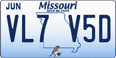 MO license plate VL7V5D