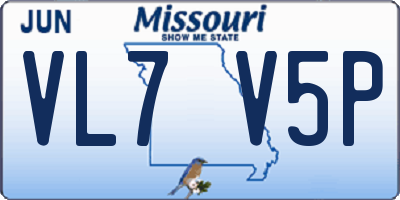 MO license plate VL7V5P