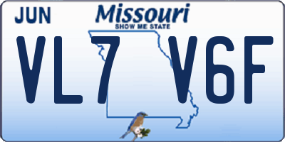 MO license plate VL7V6F