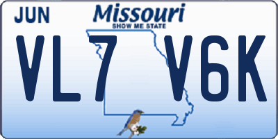 MO license plate VL7V6K