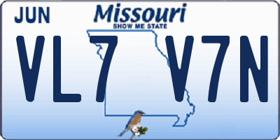 MO license plate VL7V7N