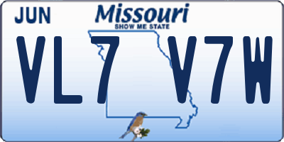 MO license plate VL7V7W