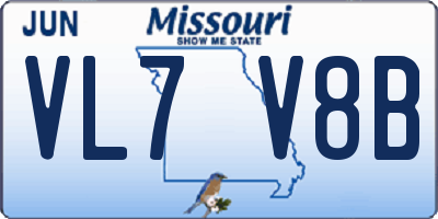 MO license plate VL7V8B