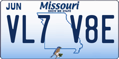 MO license plate VL7V8E