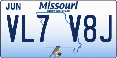 MO license plate VL7V8J