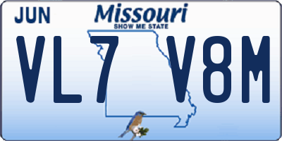 MO license plate VL7V8M