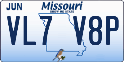 MO license plate VL7V8P