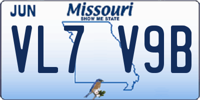 MO license plate VL7V9B