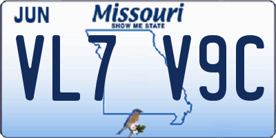 MO license plate VL7V9C