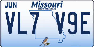 MO license plate VL7V9E