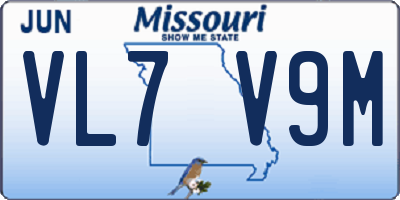 MO license plate VL7V9M