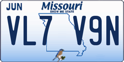 MO license plate VL7V9N
