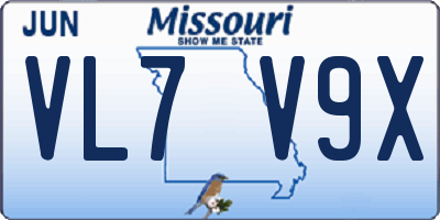 MO license plate VL7V9X