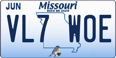 MO license plate VL7W0E