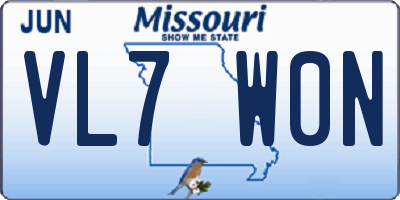 MO license plate VL7W0N
