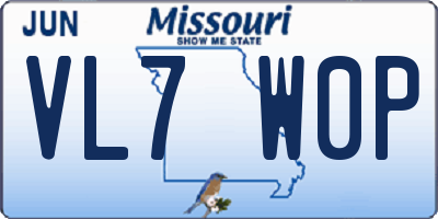 MO license plate VL7W0P