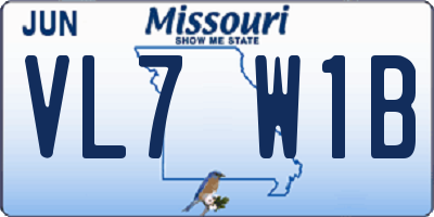 MO license plate VL7W1B