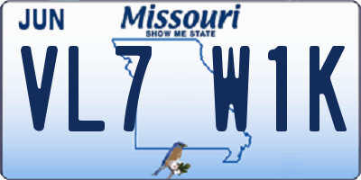 MO license plate VL7W1K