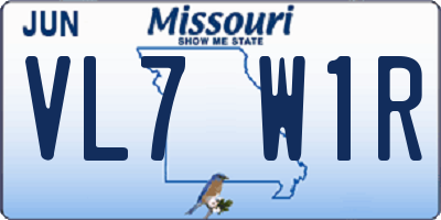 MO license plate VL7W1R