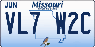 MO license plate VL7W2C