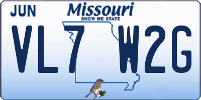 MO license plate VL7W2G