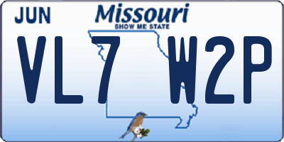 MO license plate VL7W2P