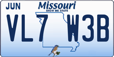 MO license plate VL7W3B