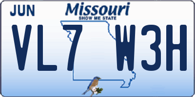 MO license plate VL7W3H