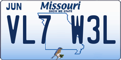 MO license plate VL7W3L