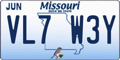 MO license plate VL7W3Y