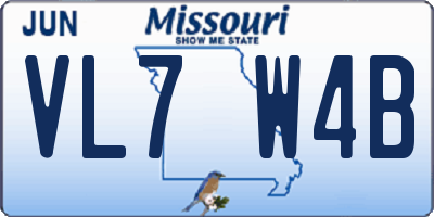 MO license plate VL7W4B