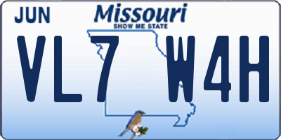 MO license plate VL7W4H