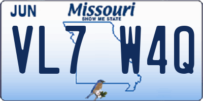 MO license plate VL7W4Q
