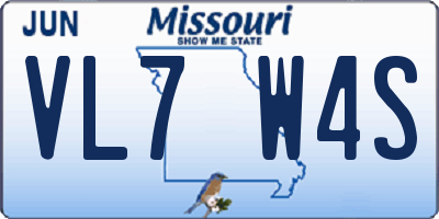 MO license plate VL7W4S