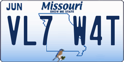 MO license plate VL7W4T