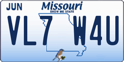 MO license plate VL7W4U