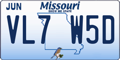 MO license plate VL7W5D