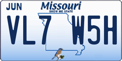 MO license plate VL7W5H