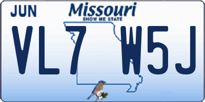 MO license plate VL7W5J