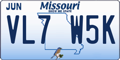 MO license plate VL7W5K
