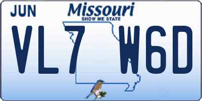 MO license plate VL7W6D