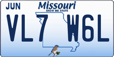 MO license plate VL7W6L
