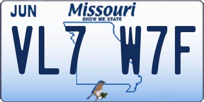 MO license plate VL7W7F