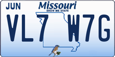 MO license plate VL7W7G