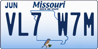 MO license plate VL7W7M