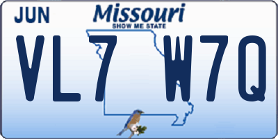 MO license plate VL7W7Q